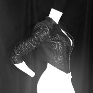 BCBG Black leather jacket XS